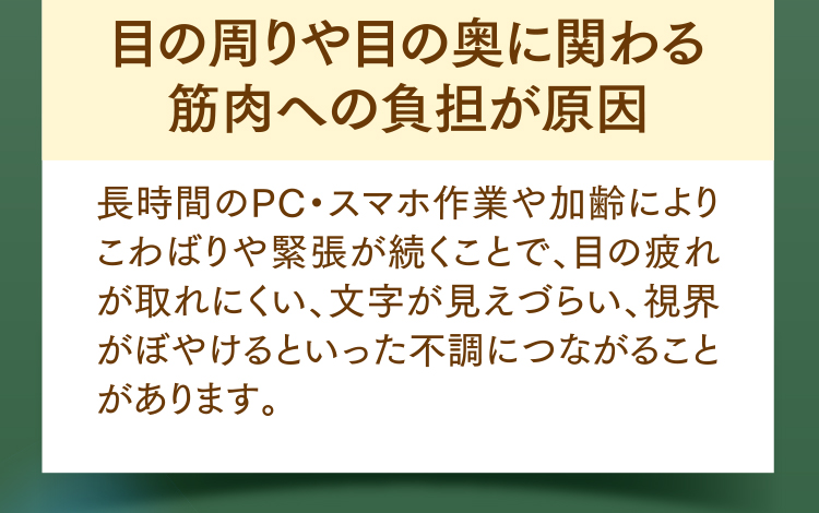 目の周りや目の奥に関わる筋肉への負担が原因